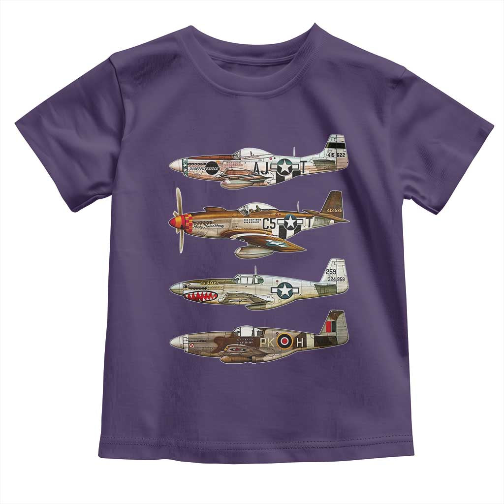 WW2 Warplanes B-17 P51 Toddler T Shirt Vintage WWII Fighter Planes Iconic Military Aircraft