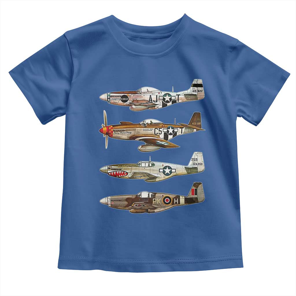 WW2 Warplanes B-17 P51 Toddler T Shirt Vintage WWII Fighter Planes Iconic Military Aircraft