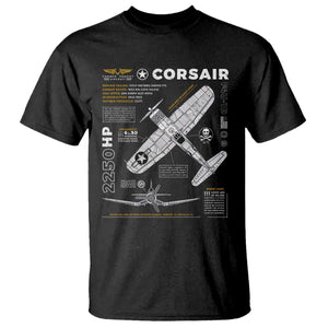 F4U Corsair T Shirt WW2 Fighter Plane US WWII Warbird Vintage