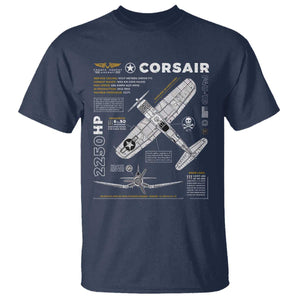 F4U Corsair T Shirt WW2 Fighter Plane US WWII Warbird Vintage