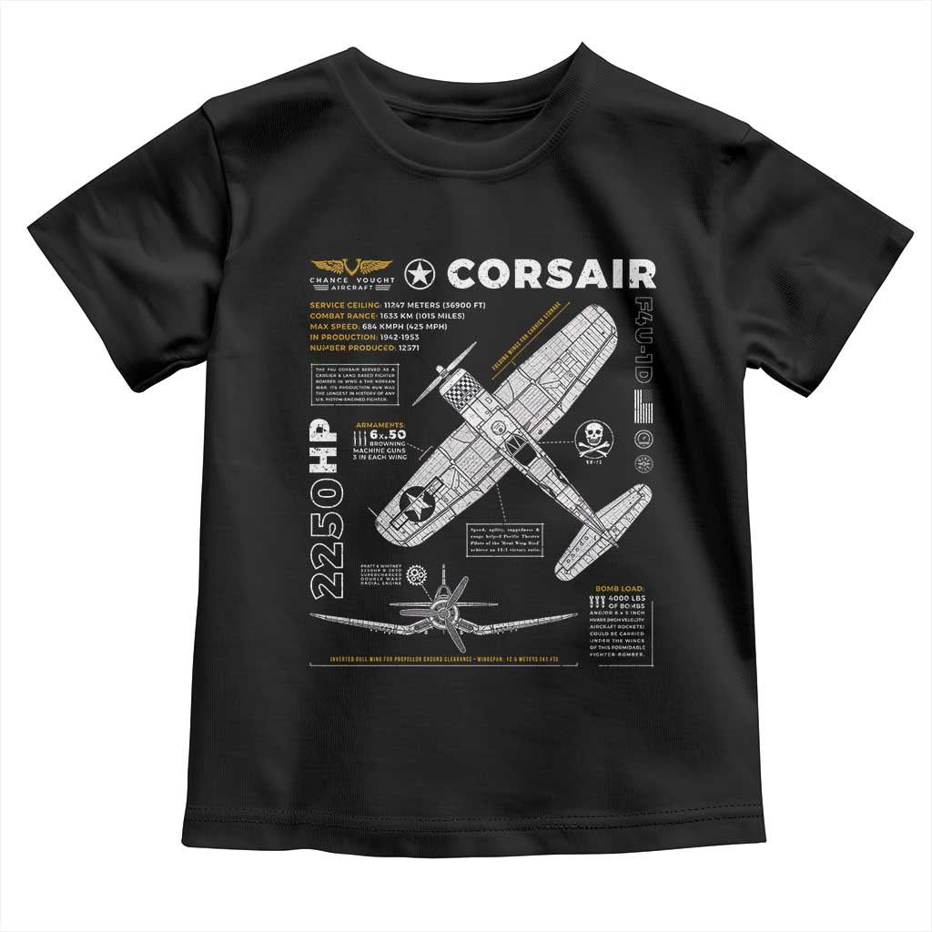 F4U Corsair Toddler T Shirt WW2 Fighter Plane US WWII Warbird Vintage