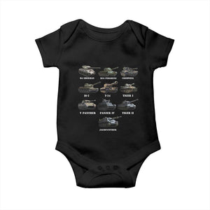 WW2 Tanks Baby Onesie M4 Sherman Panzer IV Tiger II T-34 History Buff