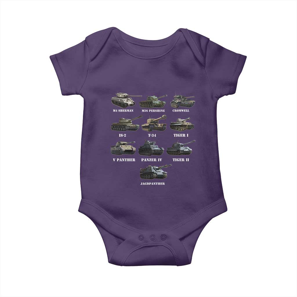 WW2 Tanks Baby Onesie M4 Sherman Panzer IV Tiger II T-34 History Buff