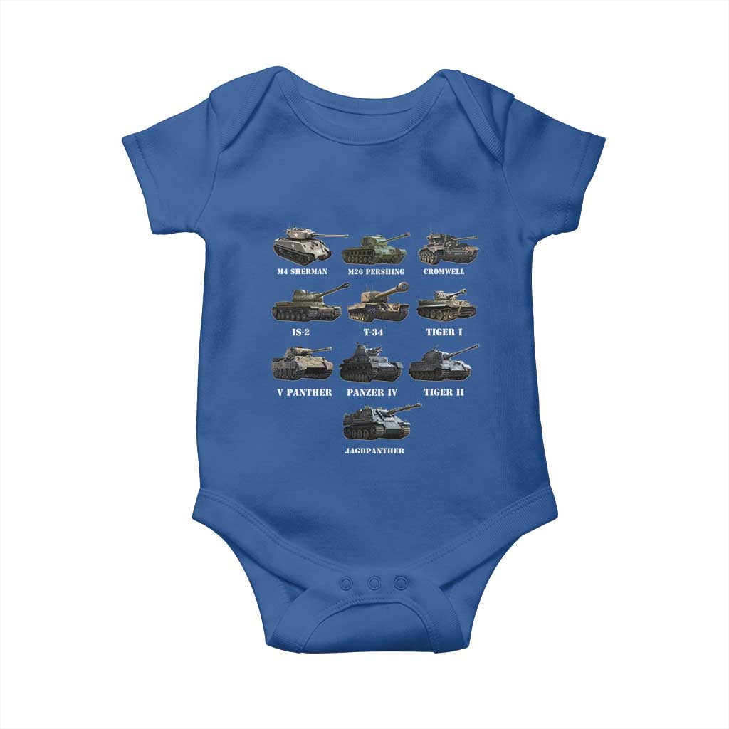 WW2 Tanks Baby Onesie M4 Sherman Panzer IV Tiger II T-34 History Buff