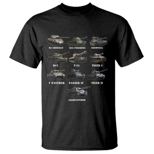 WW2 Tanks T Shirt M4 Sherman Panzer IV Tiger II T-34 History Buff
