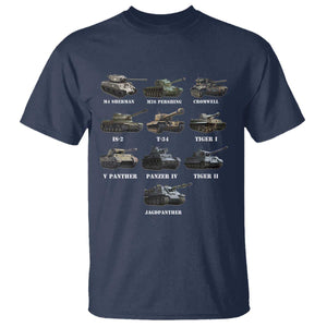 WW2 Tanks T Shirt M4 Sherman Panzer IV Tiger II T-34 History Buff