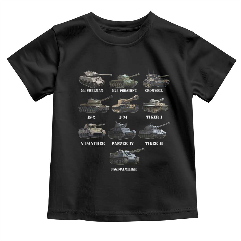 WW2 Tanks Toddler T Shirt M4 Sherman Panzer IV Tiger II T-34 History Buff