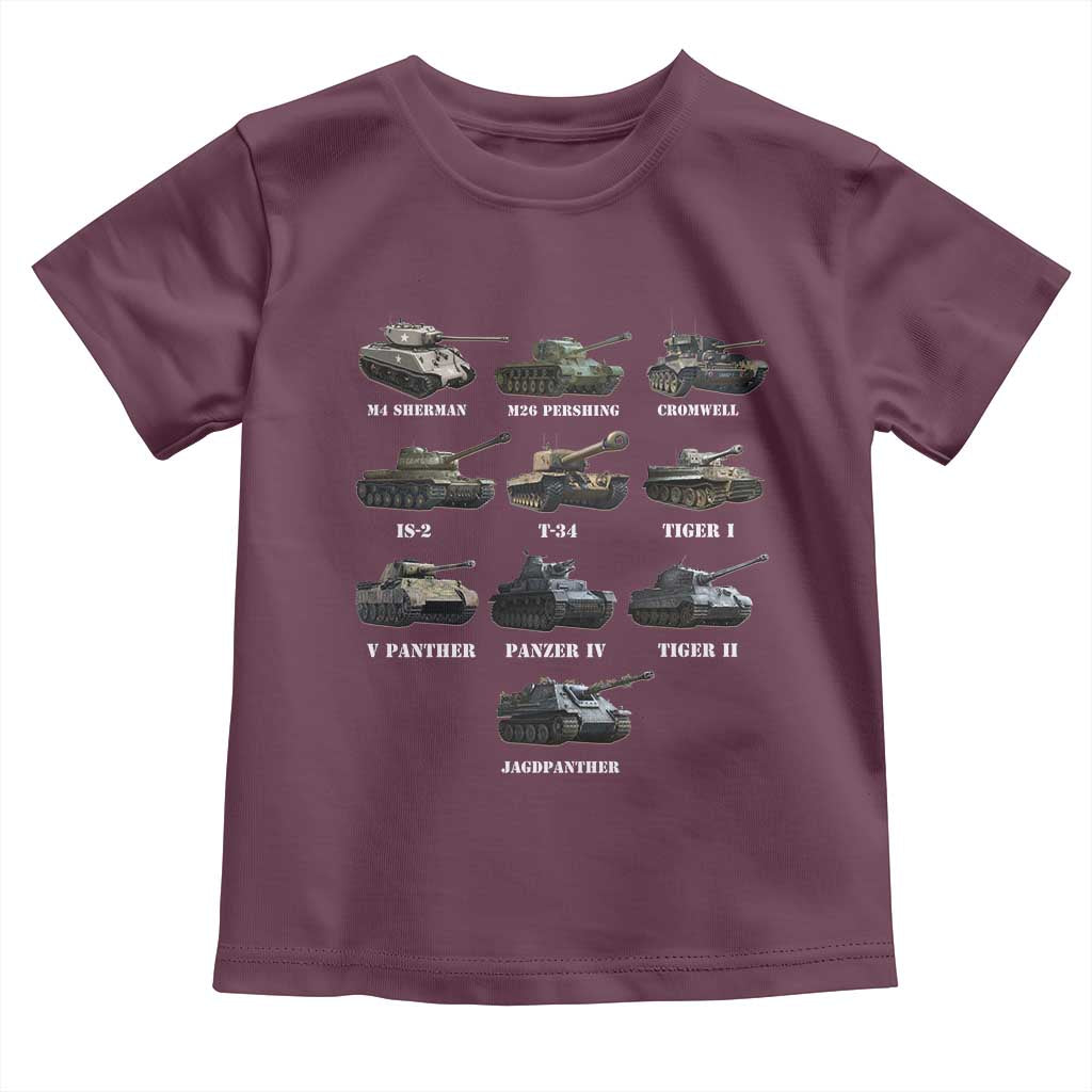 WW2 Tanks Toddler T Shirt M4 Sherman Panzer IV Tiger II T-34 History Buff