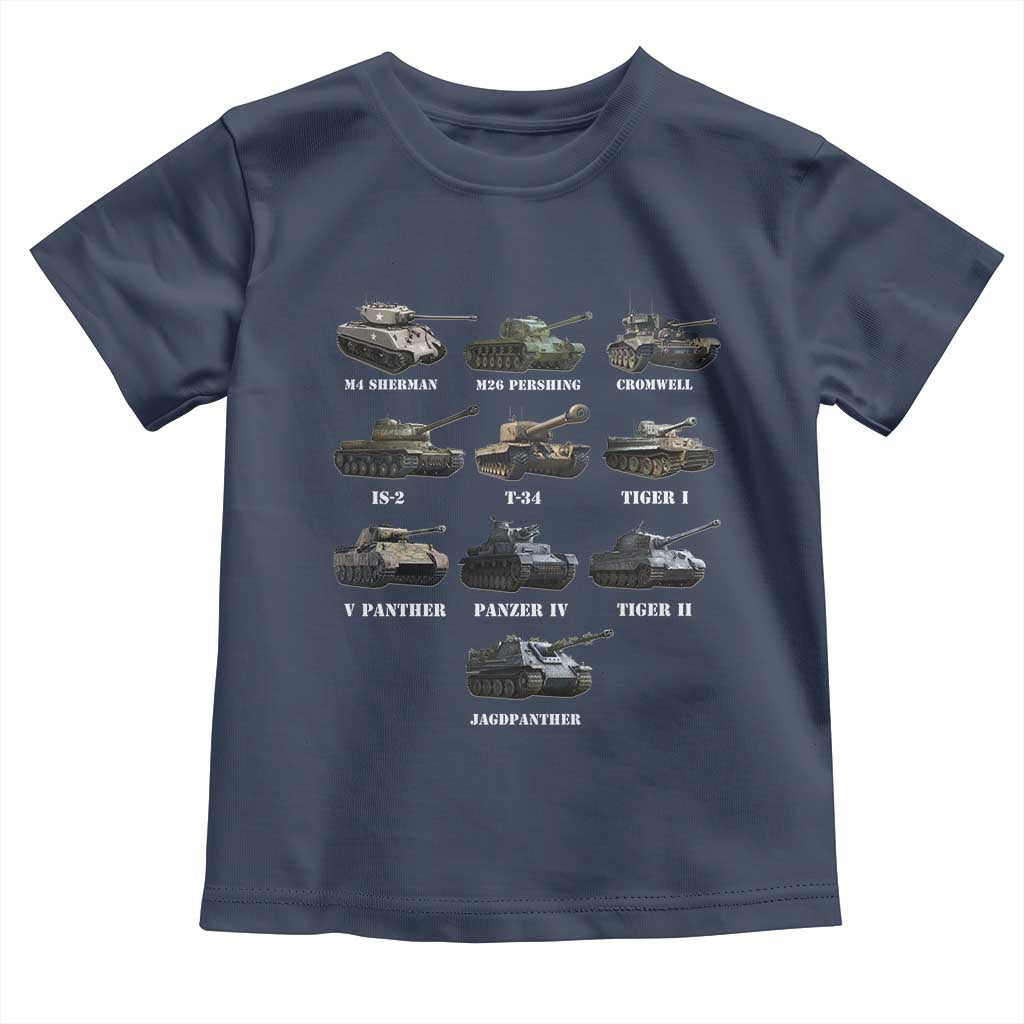 WW2 Tanks Toddler T Shirt M4 Sherman Panzer IV Tiger II T-34 History Buff