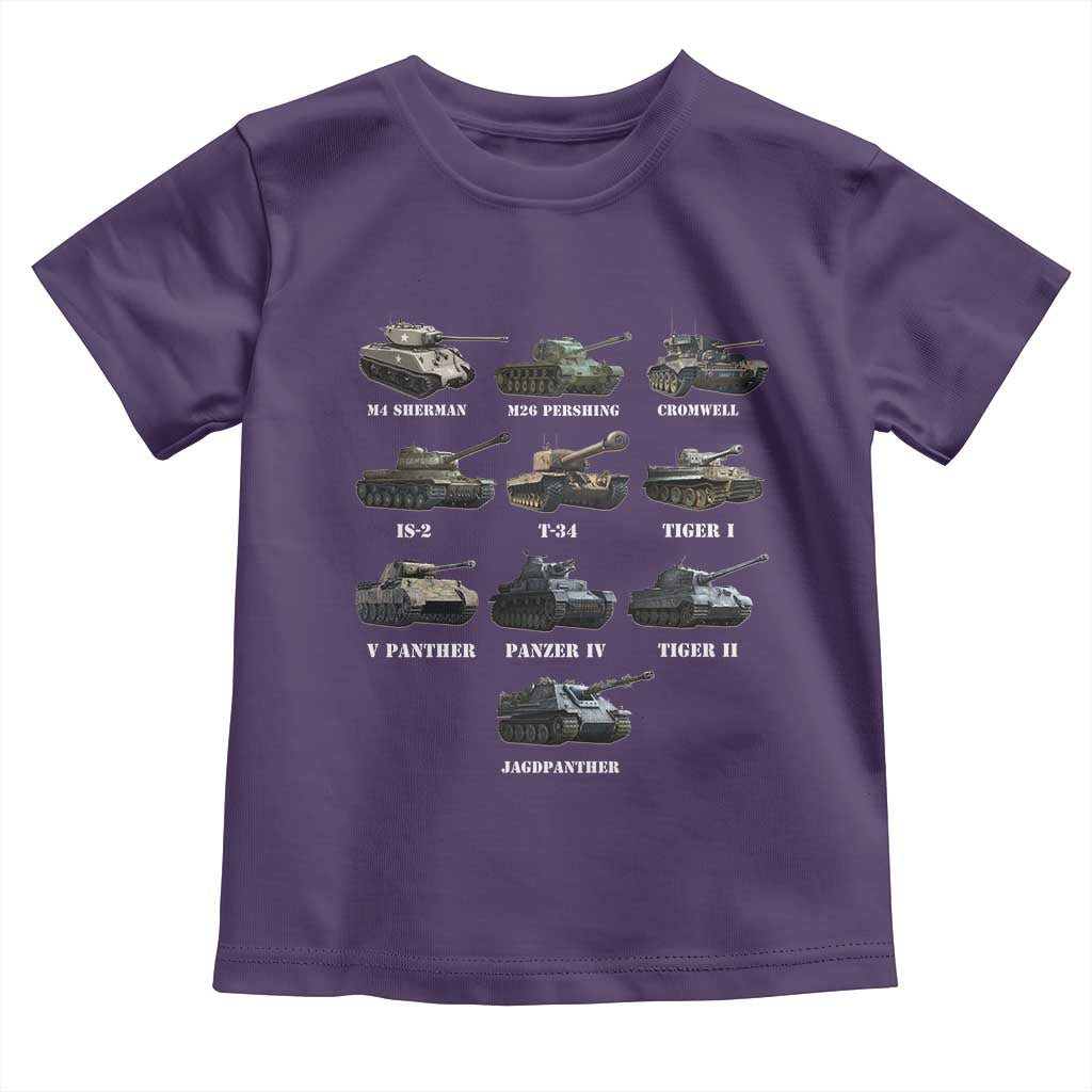 WW2 Tanks Toddler T Shirt M4 Sherman Panzer IV Tiger II T-34 History Buff