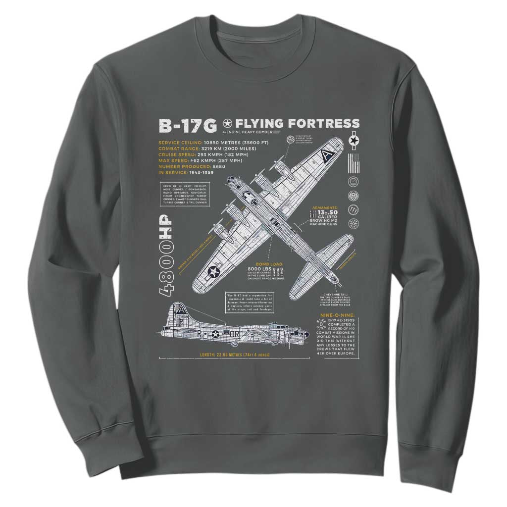 B-17 Flying Fortress Sweatshirt WW2 B-17G Bomber Vintage Aviation