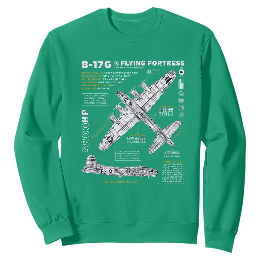 B-17 Flying Fortress Sweatshirt WW2 B-17G Bomber Vintage Aviation