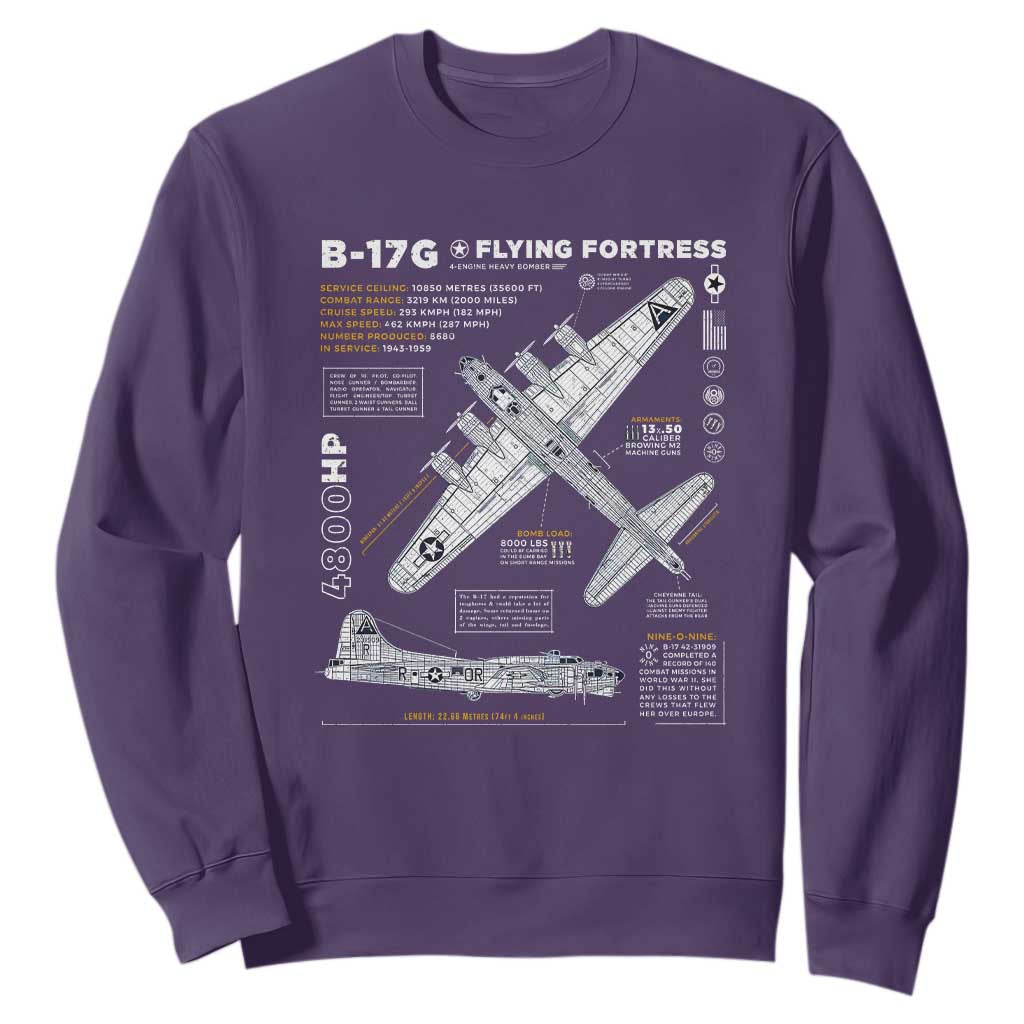 B-17 Flying Fortress Sweatshirt WW2 B-17G Bomber Vintage Aviation