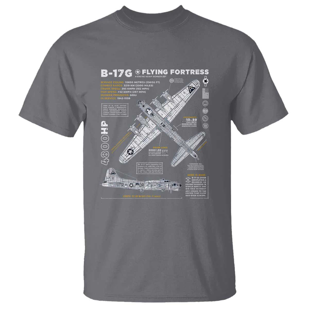 B-17 Flying Fortress T Shirt WW2 B-17G Bomber Vintage Aviation