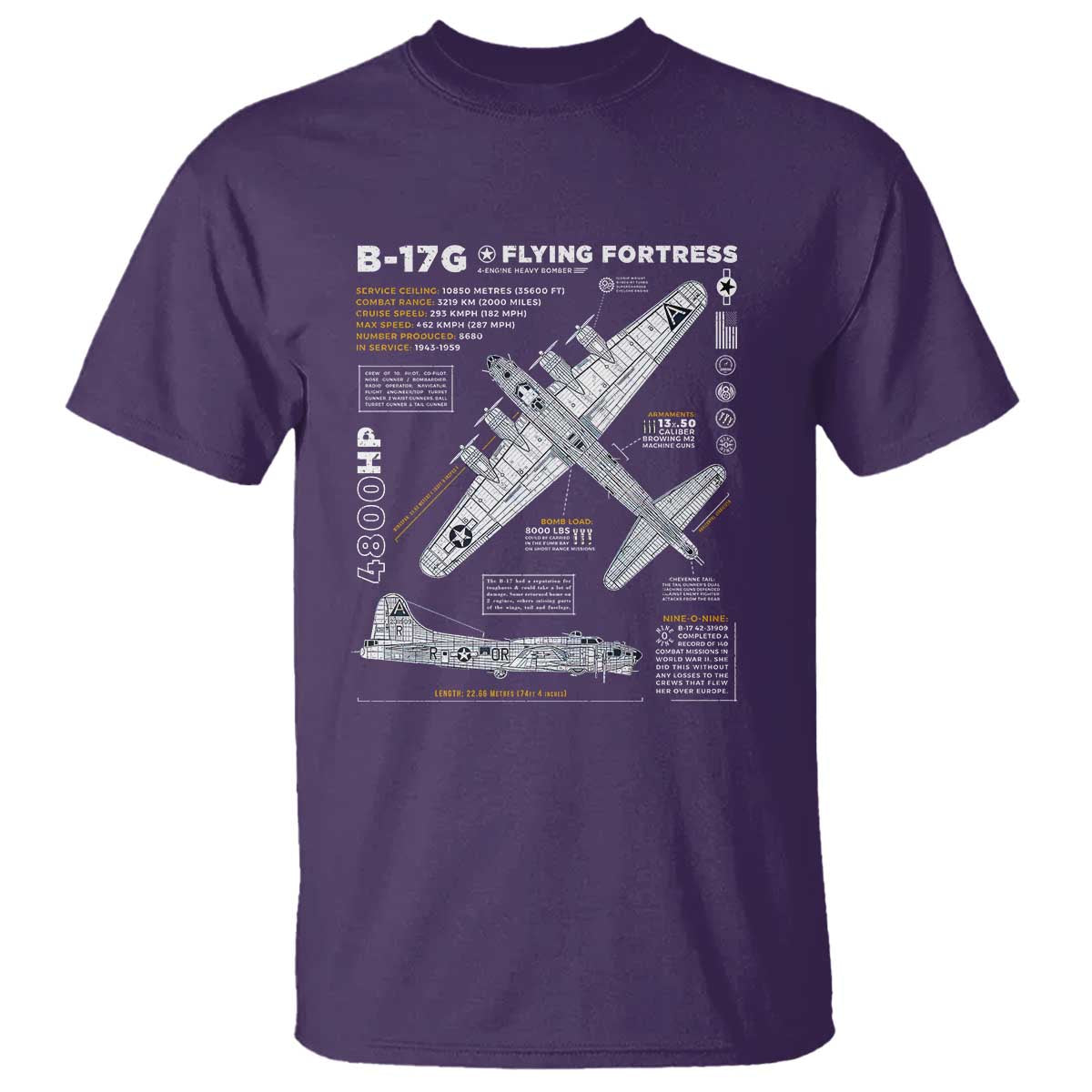 B-17 Flying Fortress T Shirt WW2 B-17G Bomber Vintage Aviation