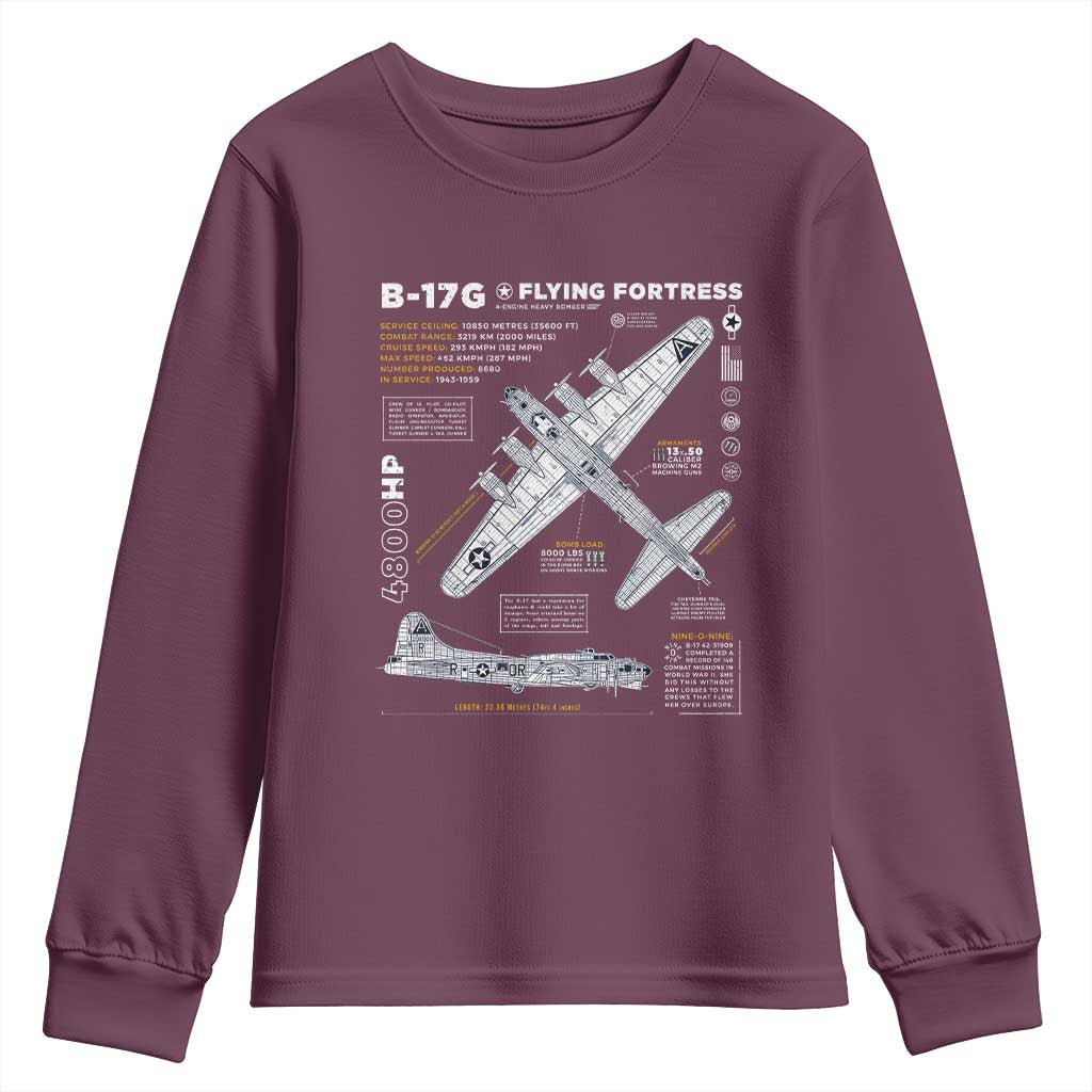 B-17 Flying Fortress Youth Sweatshirt WW2 B-17G Bomber Vintage Aviation