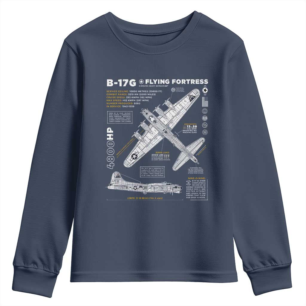 B-17 Flying Fortress Youth Sweatshirt WW2 B-17G Bomber Vintage Aviation
