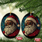 Cool African American Santa Melanin Claus Stained Glass Effect Printed Christmas Ornament Festive Xmas Tree Decor