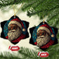 Cool African American Santa Melanin Claus Stained Glass Effect Printed Christmas Ornament Festive Xmas Tree Decor