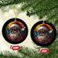African American Santa Melanin Claus Stained Glass Effect Printed Christmas Ornament Festive Xmas Tree Decor