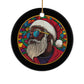 Cool African American Santa Melanin Claus Stained Glass Effect Printed Christmas Ornament Melanin Claus Festive Xmas Tree