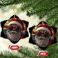 African American Santa Melanin Claus Stained Glass Effect Printed Christmas Ornament Melanin Claus Festive Xmas Tree