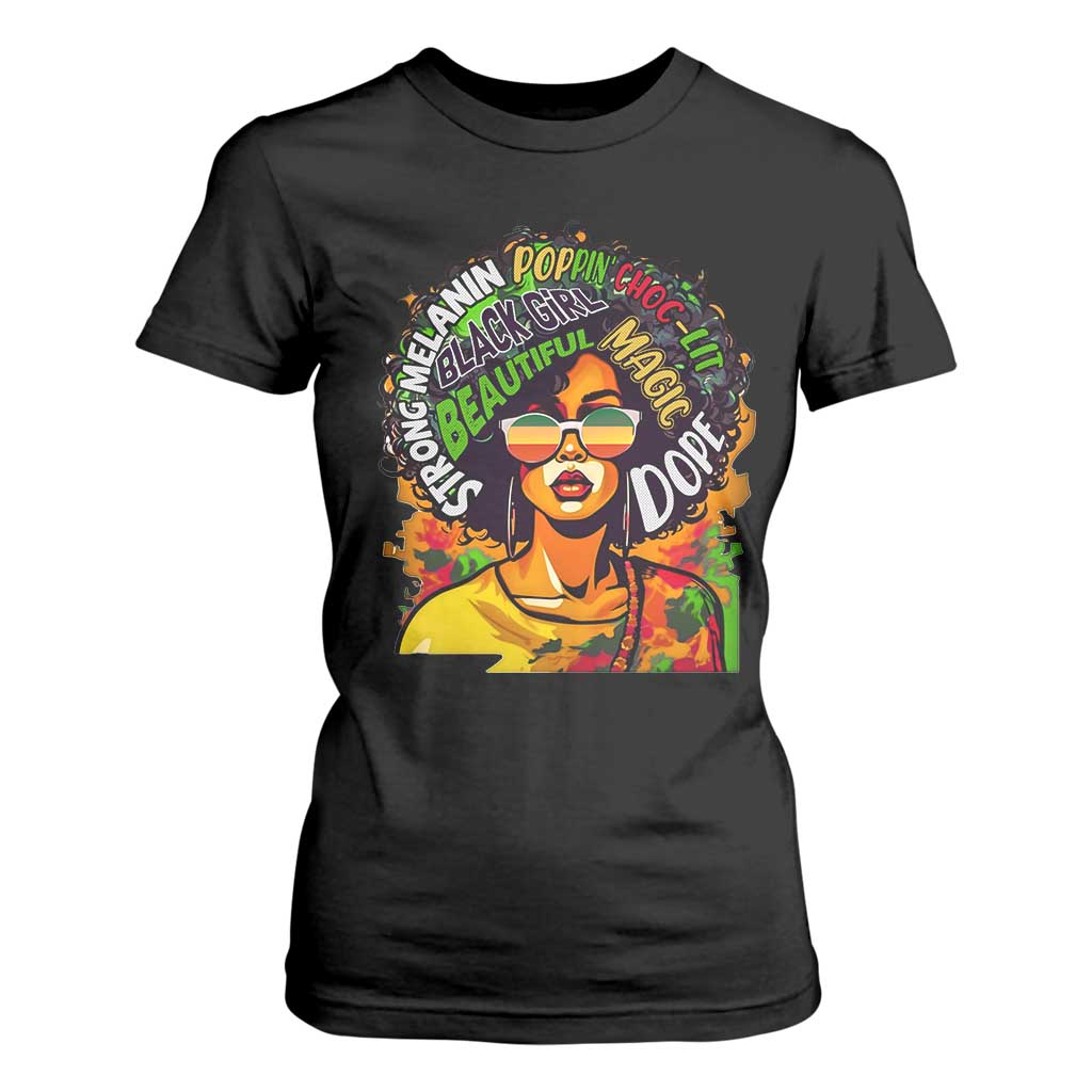 Afro Black Queen Magic T Shirt For Women Beautiful Strong Melanin Poppin' Choc-lit Dope