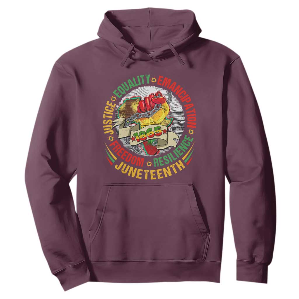 Juneteenth 1865 Hoodie Freedom Justice Equality Emancipation Resilience Independence Day
