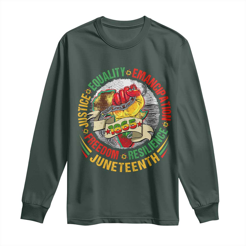 Juneteenth 1865 Long Sleeve Shirt Freedom Justice Equality Emancipation Resilience Independence Day