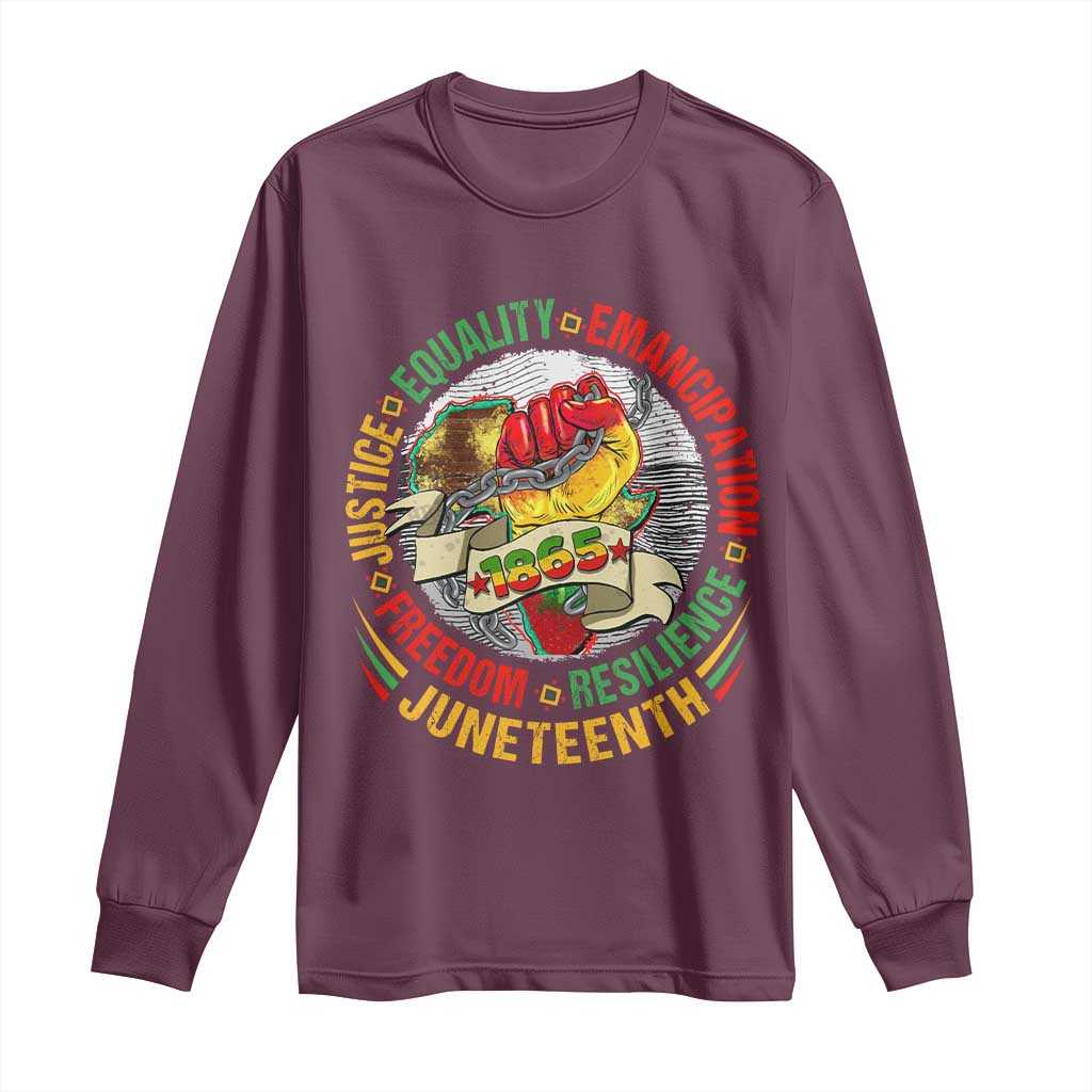 Juneteenth 1865 Long Sleeve Shirt Freedom Justice Equality Emancipation Resilience Independence Day