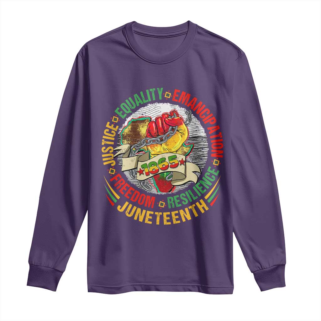 Juneteenth 1865 Long Sleeve Shirt Freedom Justice Equality Emancipation Resilience Independence Day