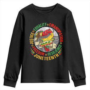 Juneteenth 1865 Youth Long Sleeve Shirt Freedom Justice Equality Emancipation Resilience Independence Day