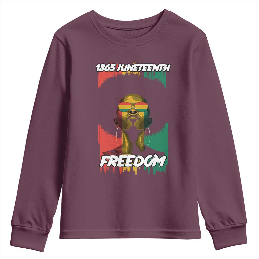 Juneteenth 1865 Freedom Youth Long Sleeve Shirt Afro Melanin Woman African American Dripping