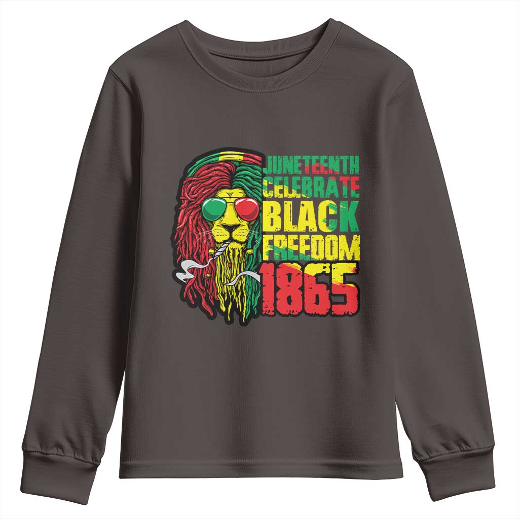 Juneteenth Youth Long Sleeve Shirt Celebrate Black Freedom 1865 Dope Dreadlocks Lion Locs Rasta Hair