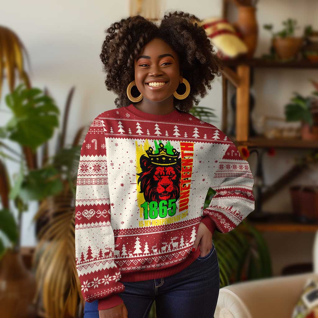 Juneteenth 1865 Is My Independence Day Knit Sweatshirt Freedom Lion King