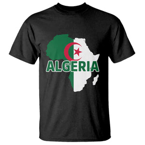 Algeria Algerian Pride Map of Africa Heritage Graphic T Shirt Patriotic North African Roots National Flag
