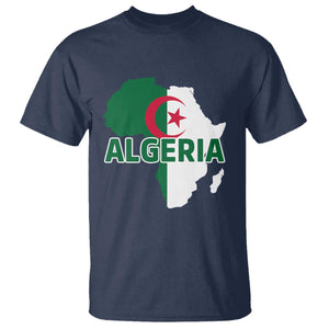 Algeria Algerian Pride Map of Africa Heritage Graphic T Shirt Patriotic North African Roots National Flag