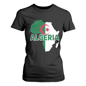 Algeria Algerian Pride Map of Africa Heritage Graphic T Shirt For Women Patriotic North African Roots National Flag