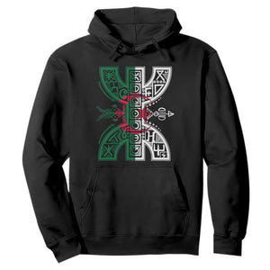 Algeria Amazigh Berber Yaz Symbol Algerian Flag Heritage Graphic Hoodie Traditional North African Tribal Culture Art