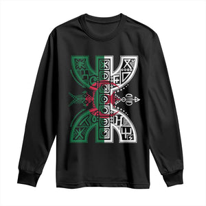 Algeria Amazigh Berber Yaz Symbol Algerian Flag Heritage Graphic Long Sleeve Shirt Traditional North African Tribal Culture Art
