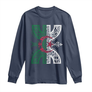 Algeria Amazigh Berber Yaz Symbol Algerian Flag Heritage Graphic Long Sleeve Shirt Traditional North African Tribal Culture Art