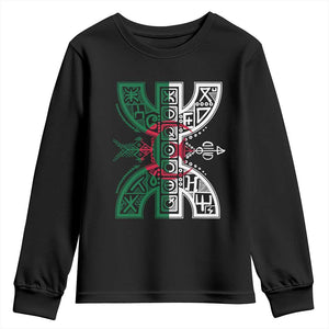 Algeria Amazigh Berber Yaz Symbol Algerian Flag Heritage Graphic Youth Sweatshirt Traditional North African Tribal Culture Art