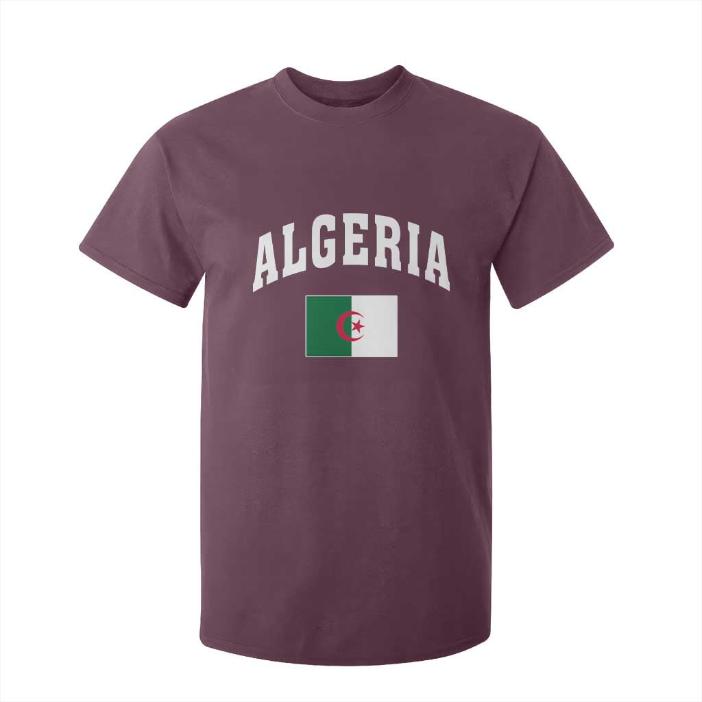 Classic Algeria Varsity Athletic Style T Shirt For Kid Proud Patriotic Algerian Flag