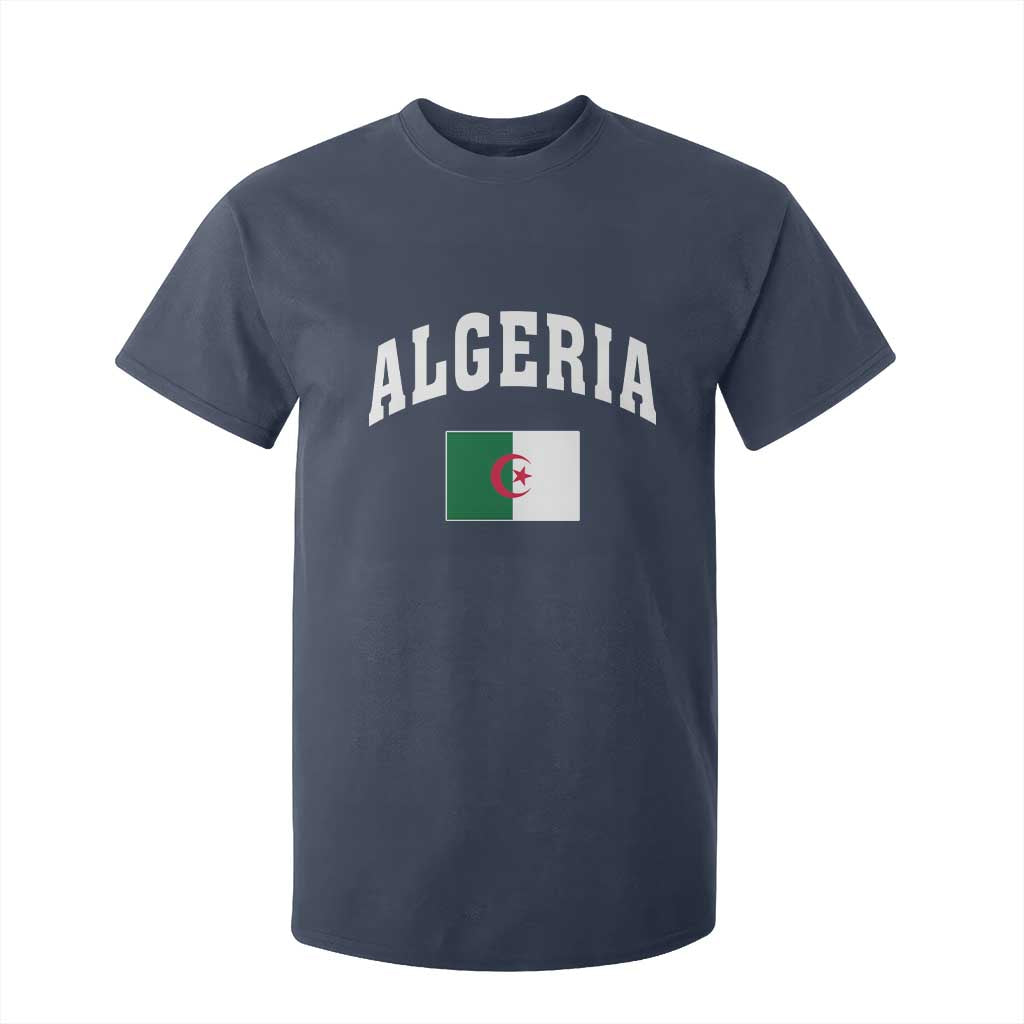 Classic Algeria Varsity Athletic Style T Shirt For Kid Proud Patriotic Algerian Flag