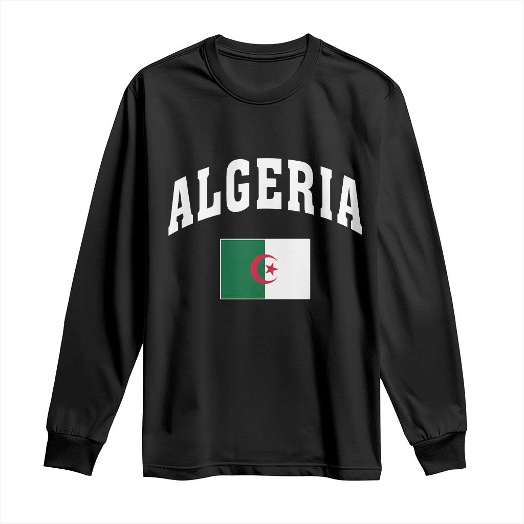 Classic Algeria Varsity Athletic Style Long Sleeve Shirt Proud Patriotic Algerian Flag