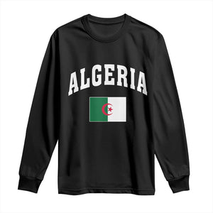 Classic Algeria Varsity Athletic Style Long Sleeve Shirt Proud Patriotic Algerian Flag