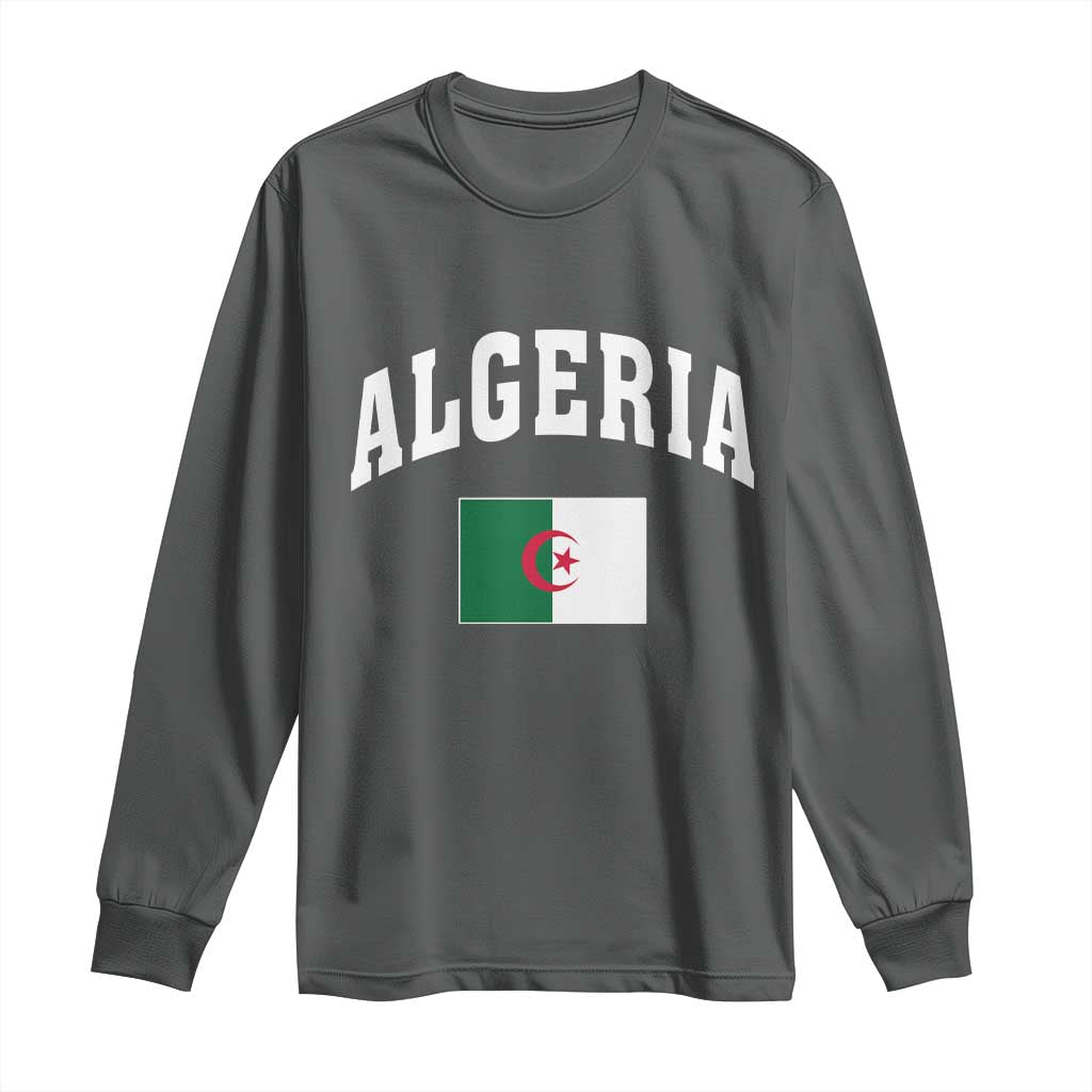 Classic Algeria Varsity Athletic Style Long Sleeve Shirt Proud Patriotic Algerian Flag