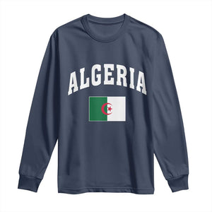 Classic Algeria Varsity Athletic Style Long Sleeve Shirt Proud Patriotic Algerian Flag