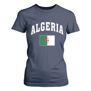 Classic Algeria Varsity Athletic Style T Shirt For Women Proud Patriotic Algerian Flag