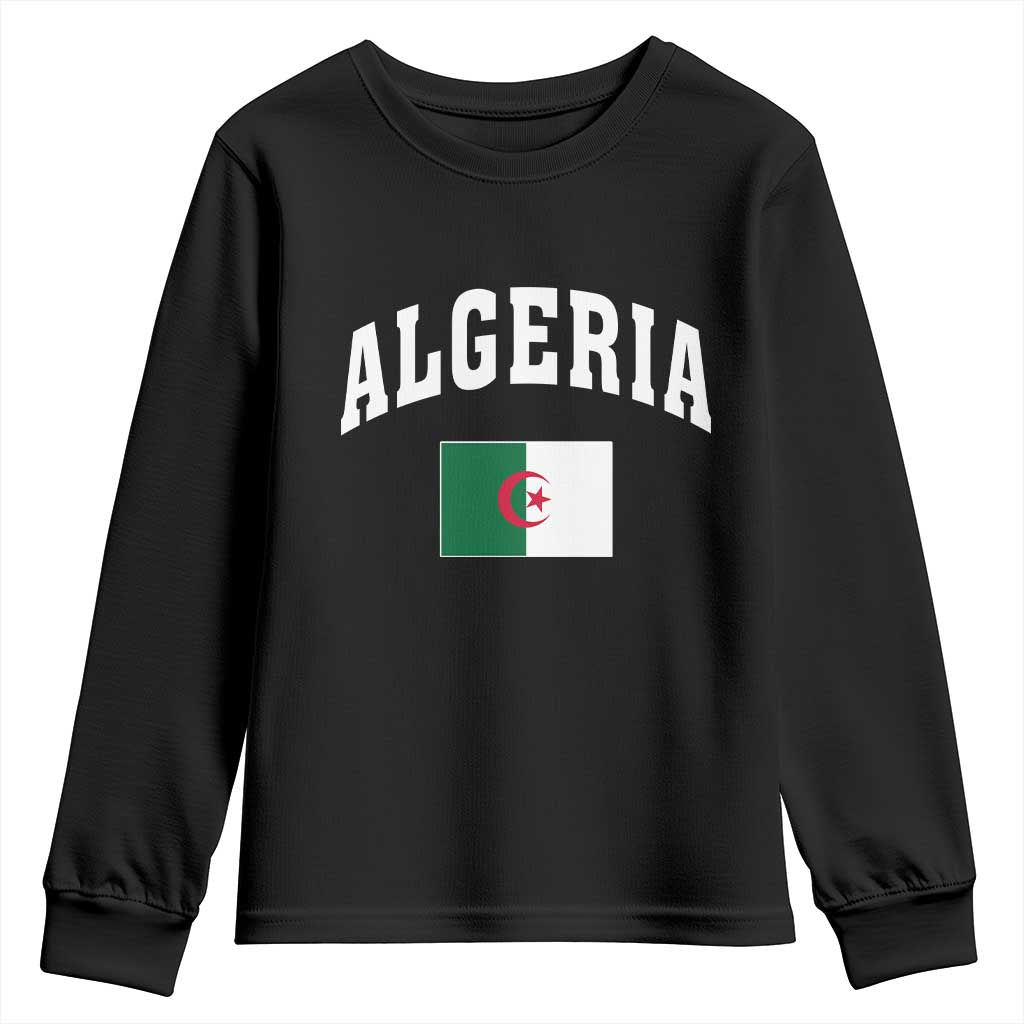 Classic Algeria Varsity Athletic Style Youth Sweatshirt Proud Patriotic Algerian Flag